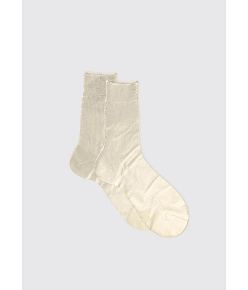 One Ribbed Laminated Socks - Platinum